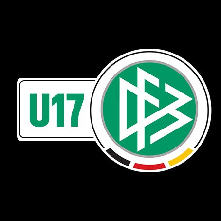 Logo des Deutschen Fußball-Bundes (DFB) für die U17-Nationalmannschaft, umgeben von den Farben der deutschen Flagge.