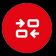 Runder roter Button mit zwei weißen Pfeilen, die nach rechts und links zeigen.