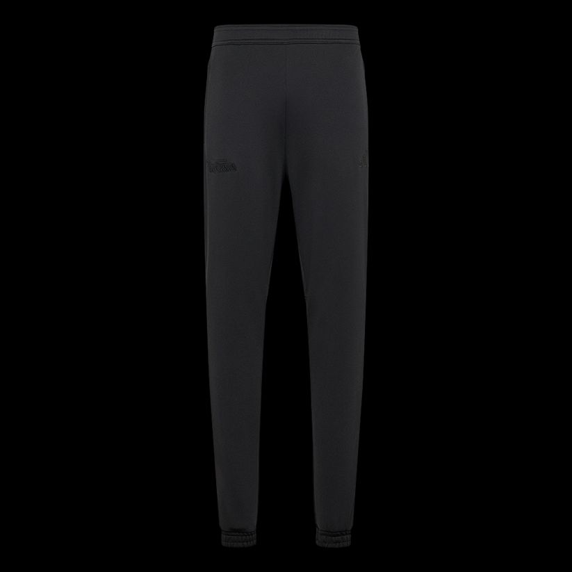 Schwarze, eng anliegende Hose mit elastischem Bund und einfacher Schnittform.