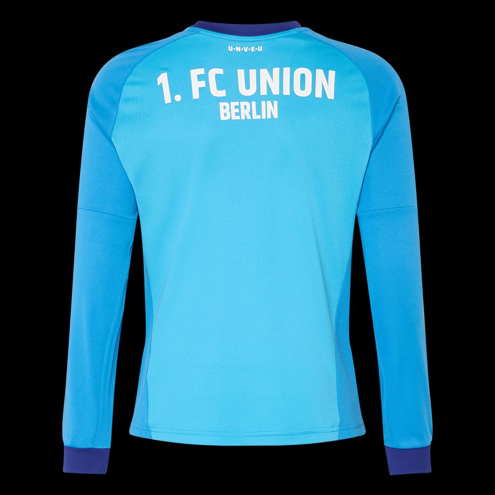 Trikot des 1. FC Union Berlin in blau mit langen Ärmeln und Aufdruck auf dem Rücken.