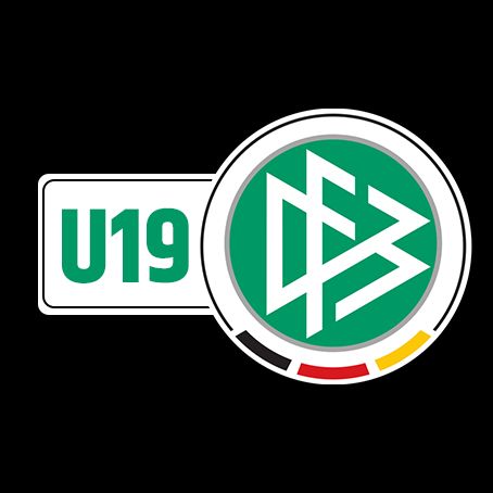 Logo des DFB U19, bestehend aus einem grünen Kreis mit stilisiertem Verbandssymbol und den Farben der deutschen Flagge.